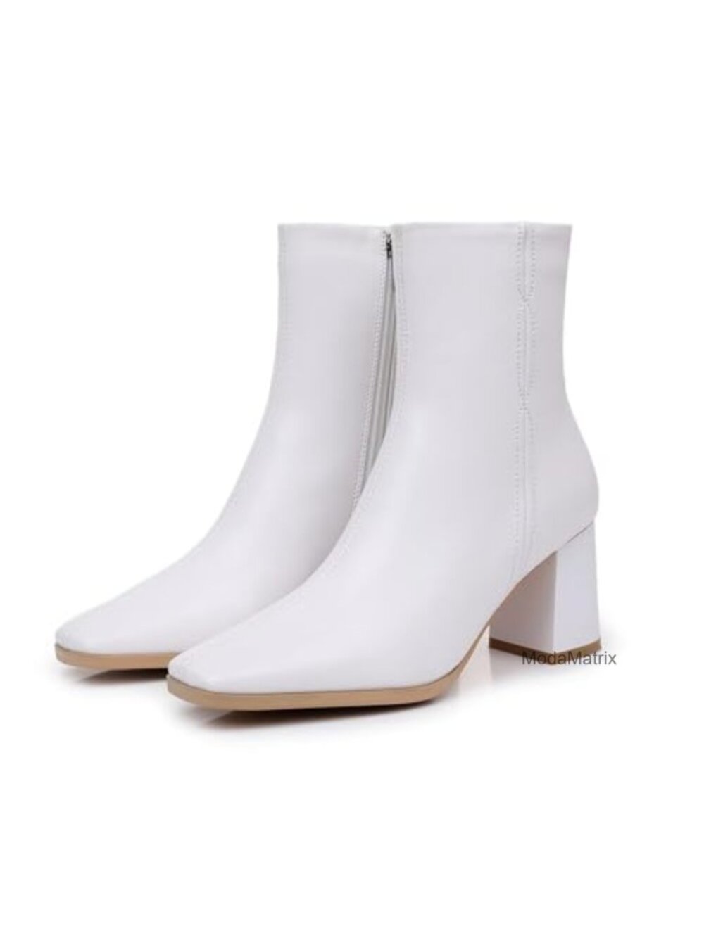 Women's Square Toe Ankle Boots Chunky Block Heel Low Heeled Booties with Side